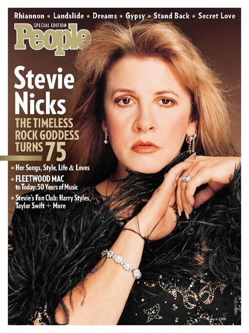 People: Stevie Nicks. The tiimeless rock goddess turns 75. Featuring Stevie Nicks from the band Fleetwood Mac.